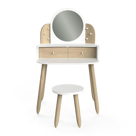 Coiffeuse et Tabouret LILI Blanc Beige CBA Meubles - 7