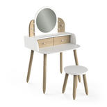 Coiffeuse et Tabouret LILI Blanc Beige