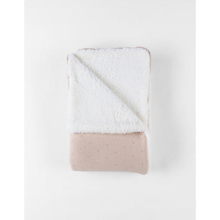 Couverture tricot avec sherpa 75x100 - Powder pink  NOUKIE 'S