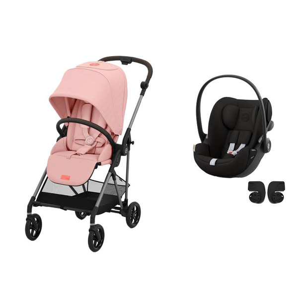 Poussette Duo Melio 4 TPE Candy Pink +  CLOUD G i-Size Magic Black CYBEX