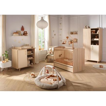 Chambre Trio lit 140x70 commode armoire Charlie Crème + PAL OFFERT BEBE9 CREATION