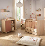 Chambre duo lit 120x60 commode Charlie Terracotta + PAL OFFERT