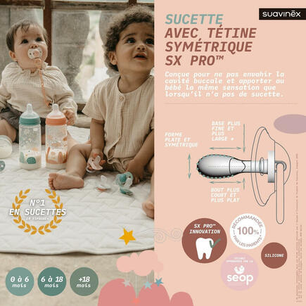 2 sucettes symétrique SX PRO | 18 mois et + | Rose SUAVINEX - 2