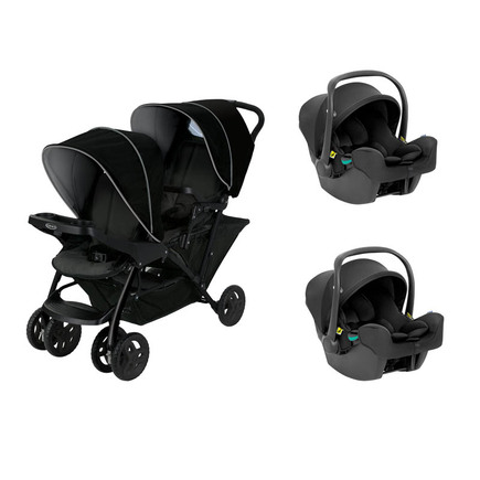 Poussette Double Stadium Duo Noir et Gris + 2 Sièges-auto SnugLite Midnight GRACO