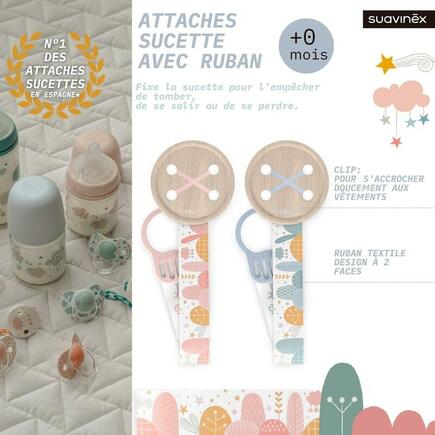 Attache sucette ruban - Rose SUAVINEX - 2