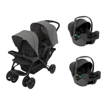 Poussette Double Stadium Duo Titanium + 2 Sièges-auto SnugLite Midnight GRACO