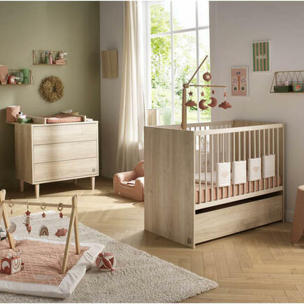 Chambre DUO PALOMA BOIS Lit 60x120 Commode + PAL offert    SAUTHON