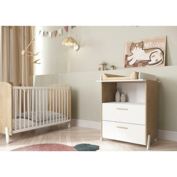 Chambre Duo Lit 60x120 + Commode avec Plan à langer NAILI CBA Meubles