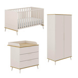 Chambre TRIO HAZEL Lit 70x140 + Commode + Armoire - Cashmere Beige