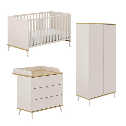 Chambre TRIO HAZEL Lit 70x140 + Commode + Armoire - Cashmere Beige YUNY BY PAIDI