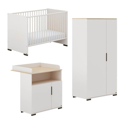 Chambre TRIO SUZIE Lit 60x120 + Commode + Armoire - Off White  YUNY BY PAIDI