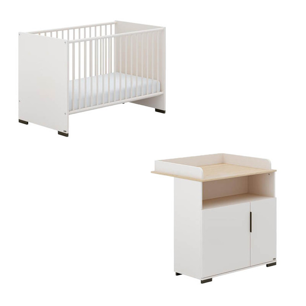 Chambre DUO SUZIE Lit 60x120 Commode à Langer - Off White   YUNY BY PAIDI