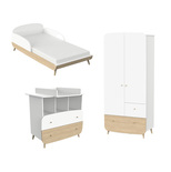 Chambre Trio Lit 70x140 + Commode + Plan à langer + Armoire FIRMIANA Blanc