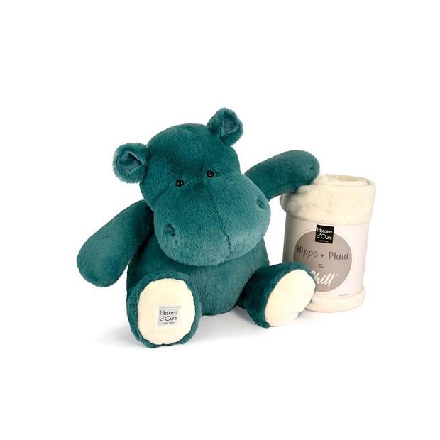 Hippo + Plaid Vert Emeraude HISTOIRE D'OURS