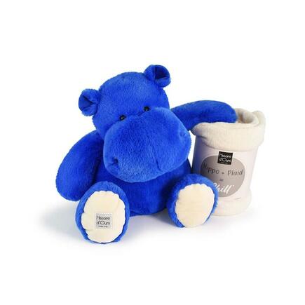 Hippo + Plaid Bleu royal HISTOIRE D'OURS