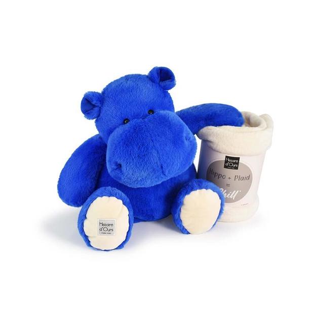 Hippo + Plaid Bleu royal HISTOIRE D'OURS