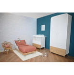 Chambre Trio Lit 70x140 + Commode + Plan à langer + Armoire FIRMIANA Blanc