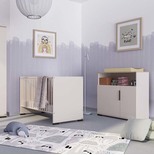 Chambre DUO SUZIE Lit 60x120 Commode à Langer - Off White  