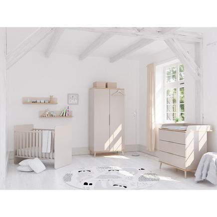 Chambre TRIO HAZEL Lit 60x120 + Commode + Armoire - Cashmere Beige YUNY BY PAIDI