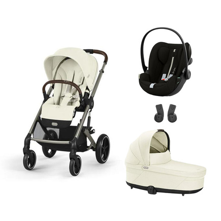 Poussette TRIO Balios S Lux BLK + Siège-auto CLOUD G i-Size Plus Moon Black  + Nacelle Cot S Lux Seashell CYBEX