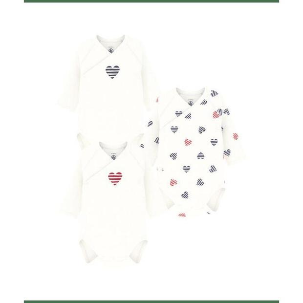 Lot de 3 bodies de naissance manches longues PETIT BATEAU