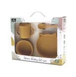 Set 4 pièces silicones avec bol + assiette + tasse et cuillère JAUNE