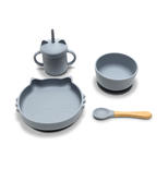 Set 4 pièces silicones avec bol + assiette + tasse et cuillère GRIS