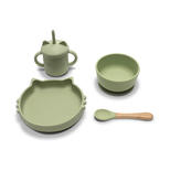 Set 4 pièces silicones avec bol + assiette + tasse et cuillère VERT