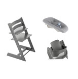 Chaise Tripp Trapp + Babyset gris tempête + Newborn Set gris