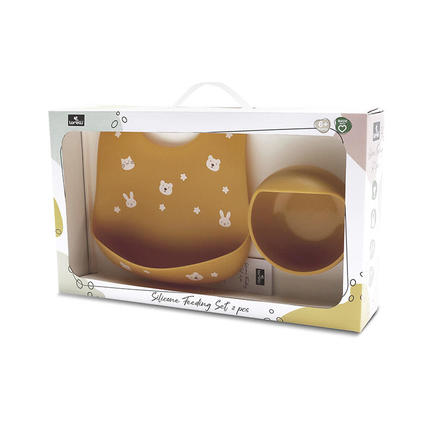 Set de 2 pièces bavoir + assiette rebord JAUNE LORELLI - 3