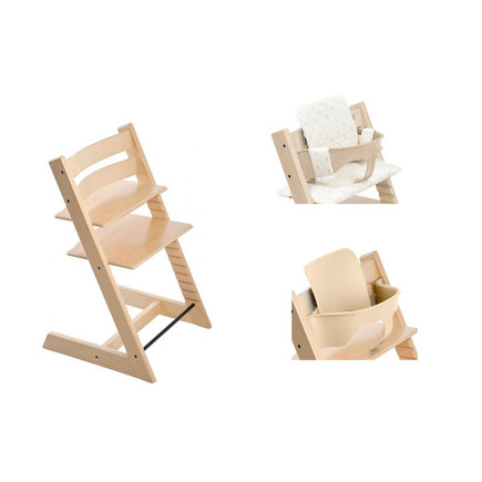 Chaise Tripp Trapp + Babyset Naturel  + Coussin crème de blé STOKKE