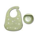 Set de 2 pièces bavoir + assiette rebord VERT