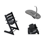 Chaise Tripp Trapp + Babyset noir + Newborn Set Gris foncé