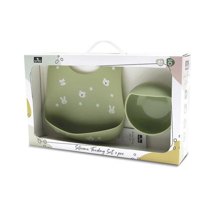 Set de 2 pièces bavoir + assiette rebord VERT LORELLI - 3