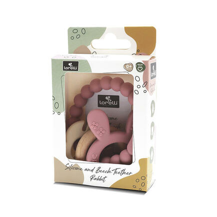 Anneau de dentition en silicone et hêtre Lapin Rose LORELLI - 2