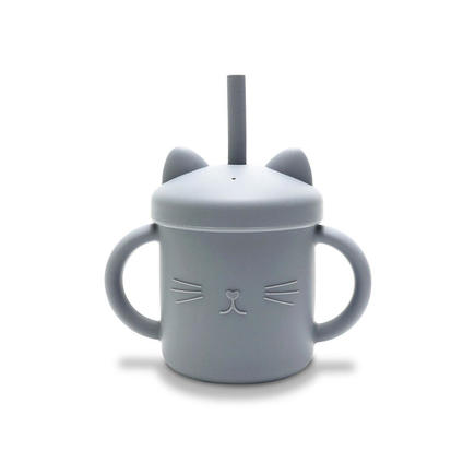 Tasse en silicone avec poignet et paille GRIS LORELLI - 2