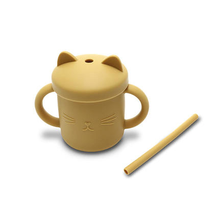 Tasse en silicone avec poignet et paille JAUNE LORELLI - 3