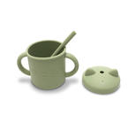 Tasse en silicone avec poignet et paille VERT