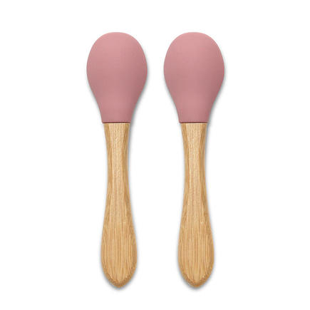 Lot de 2 cuillères en silicones manche bambou ROSE  LORELLI - 2