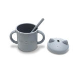 Tasse en silicone avec poignet et paille GRIS