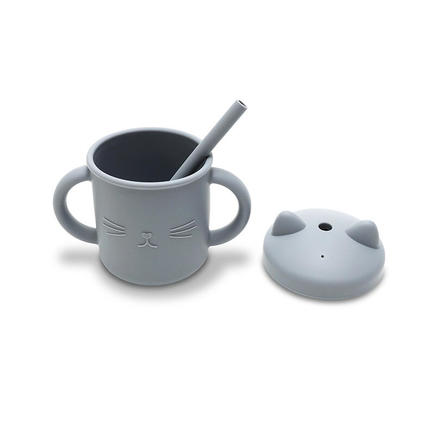 Tasse en silicone avec poignet et paille GRIS LORELLI